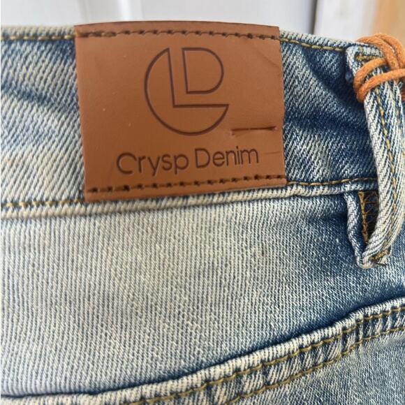 ─୨ৎ─ Men's Crysp Denim Jean Short Frankie Blue Distressed Size 30 (DS-5D) ❌ - Picture 4 of 6